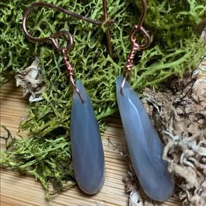 Blue/Gray faceted Calcedony. Tear drop
